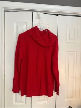Calvin Klein Red Cowl Neck Sweater - Knit Pullover